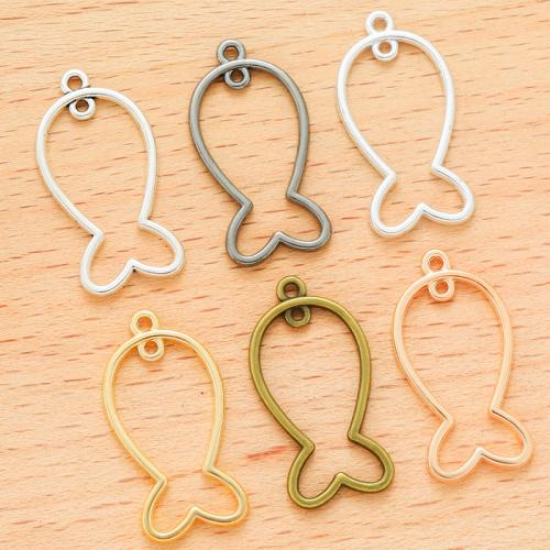 Tibetan Style Animal Pendants, Fish, plated, DIY & double-hole, more colors for choice, 16x12mm, 100PCs/Bag, Sold By Bag