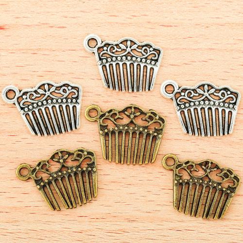 Tibetan Style Pendants, Comb, plated, DIY, more colors for choice, 19x13mm, 100PCs/Bag, Sold By Bag