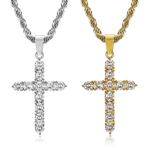 Titanium Steel Pendants, Cross, different styles for choice & micro pave cubic zirconia, Sold By PC