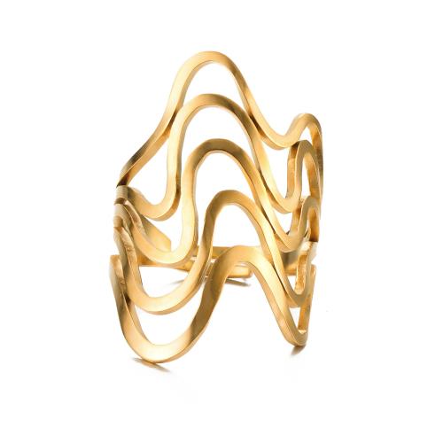 Acier inoxydable 304 Cuff Bague, Motif géométrique, Placage de couleur d'or, styles différents pour le choix & pour femme & creux, Taille:6-8, Vendu par PC