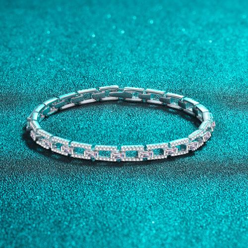 925 Sterling Silver Bracelet, with Moissanite, different size for choice & for woman, Sold By PC