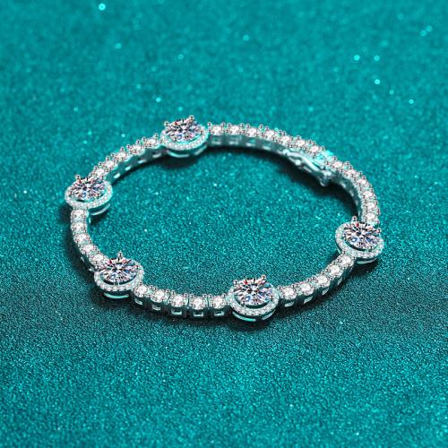 925 Sterling Silver Bracelet, with Moissanite, different size for choice & for woman, Sold By PC