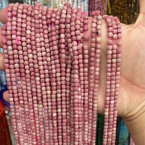 Natural Rhodonite Beads, Rhodochrosite, Square, DIY & faceted, 4mm, Length:Approx 38-40 cm, Sold By PC