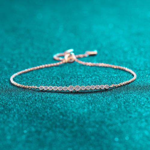 925 Sterling Silver Bracelet, with Moissanite, fashion jewelry & for woman, more colors for choice, Length:Approx 9 Inch, Sold By PC