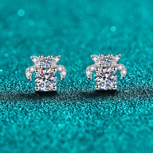 Argent sterling 925 boucle d oreille dormeuse, bijoux de mode & différents matériaux pour le choix & pour femme, 9.20x8mm, Vendu par paire