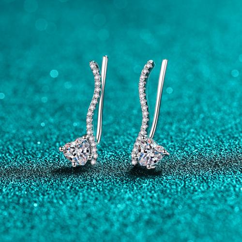 925 Sterling Silver Stud Earring, fashion jewelry & different materials for choice & for woman, 7.50x19.70mm, Sold By Pair