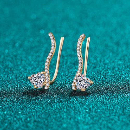 925 Sterling Silver Stud Earring, Plating champagne gold, fashion jewelry & different materials for choice & for woman, 7.50x19.70mm, Sold By Pair