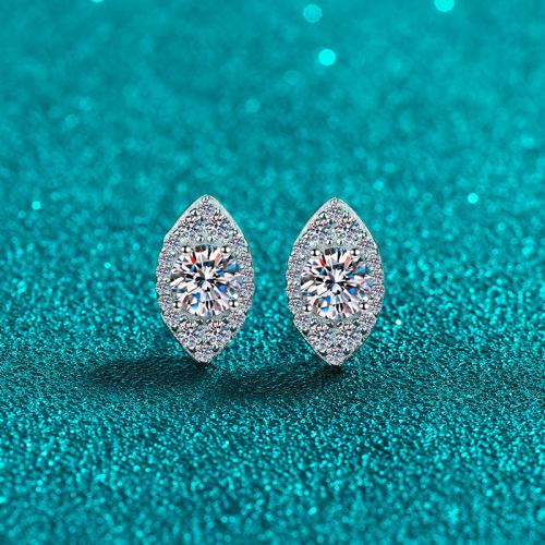 925 Sterling Silver Stud Earring, fashion jewelry & different materials for choice & for woman, 7x12mm, Sold By Pair