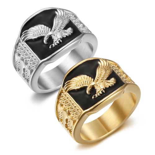 304 Stainless Steel Finger Ring, Eagle, plated, different size for choice & for man & enamel, more colors for choice, US Ring Size:7-13, Sold By PC