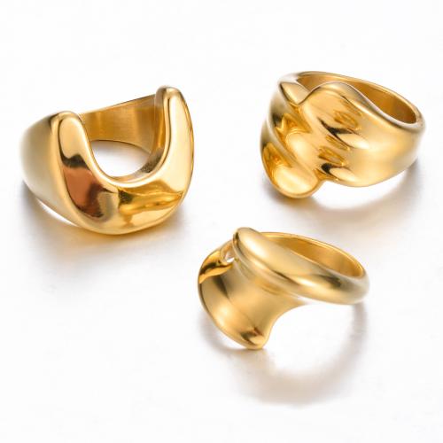 Acier inoxydable 304 bague, Placage de couleur d'or, normes différentes pour le choix & styles différents pour le choix & pour femme, Taille:6-9, Vendu par PC