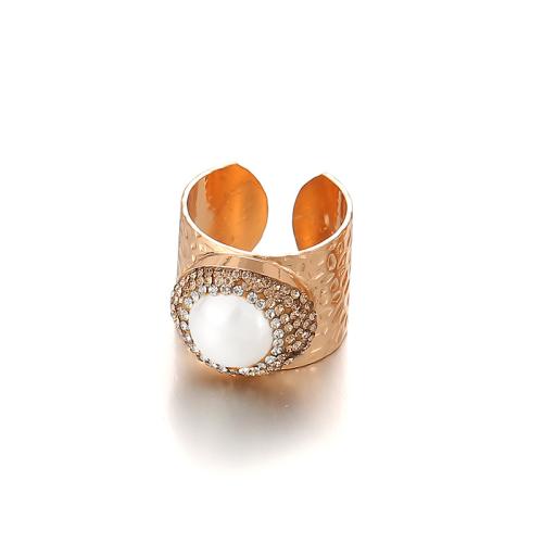 Zinklegierung Fingerring , mit Kunststoff Perlen, Modeschmuck & unisex & mit Strass, keine, Inner diameter 17mm, verkauft von PC