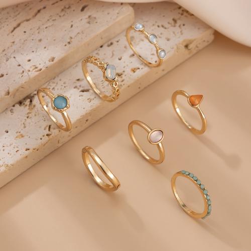 Tibetan Style Ring Set, with Gemstone, fashion jewelry & different styles for choice & for woman, more colors for choice, Sold By Set