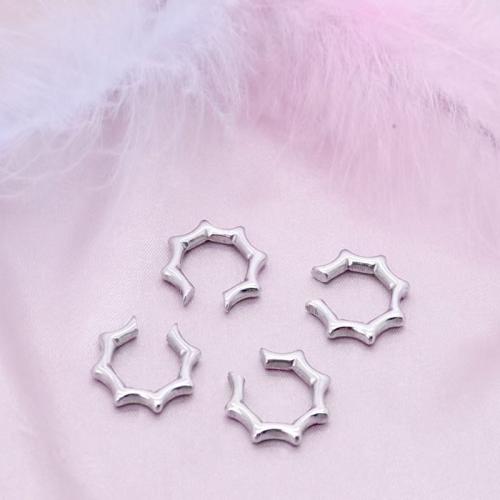 Brassard de boucle d'oreille de mode, Acier inoxydable 304, poli, DIY, couleur originale, 17x17mm, 10PC/sac, Vendu par sac