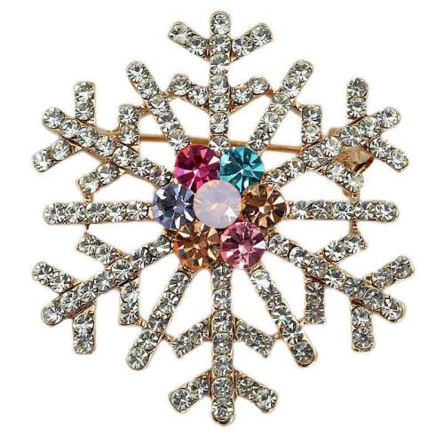 Christmas Brooches, Tibetan Style, Snowflake, Christmas Design & Unisex & micro pave cubic zirconia, 39x39mm, Sold By PC