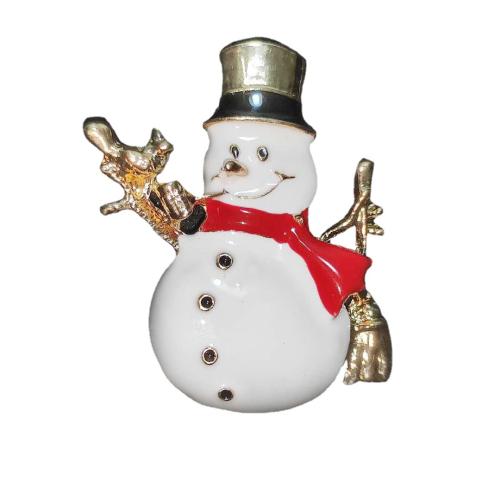 Christmas Brooches, Tibetan Style, Snowman, Christmas Design & Unisex & enamel, 46x37mm, Sold By PC