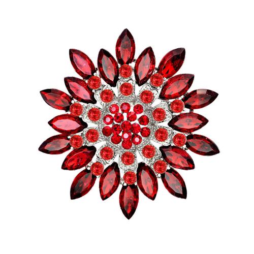 Tibetan Style Brooches, Flower, Unisex & micro pave cubic zirconia, more colors for choice, 64x64mm, Sold By PC