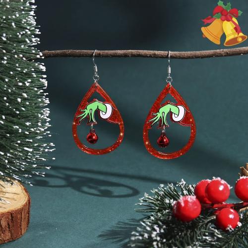 Boucles d'oreilles de Noël, Acrylique, Conception de Noël & bijoux de mode & pour femme, 33x65mm, Vendu par paire