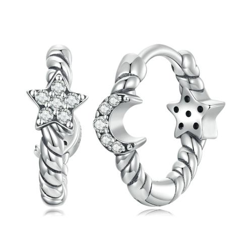 Pendientes de Micro Pavé de Zirconía Cúbica en Plata de Ley, Plata de ley 925, Joyería & micro arcilla de zirconia cúbica & para mujer, 12x4.50mm, Vendido por Par