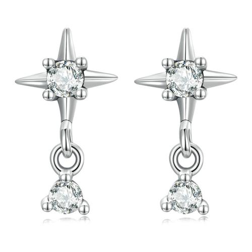 Zircon cubique Micro Pave d'oreille en argent sterling, Argent sterling 925, bijoux de mode & pavé de micro zircon & pour femme, 14x8mm, Vendu par paire