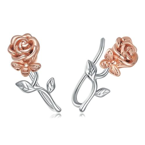 925 Sterling Silver Earring Hook, Rose, fashion jewelry & for woman, 16x7mm, Sold By Pair