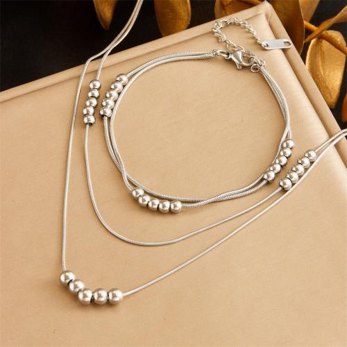 Fashion Stainless Steel Jewelry Sets, 304 Stainless Steel, Double Layer & different styles for choice & for woman, more colors for choice, Sold By PC