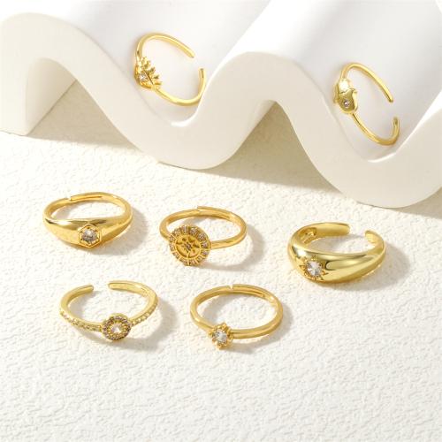 Cúbicos Circonia Micro Pave anillo de latón, metal, chapado en color dorado, Ajustable & Joyería & diferentes estilos para la opción & micro arcilla de zirconia cúbica & para mujer, más colores para la opción, libre de níquel, plomo & cadmio, Vendido por UD