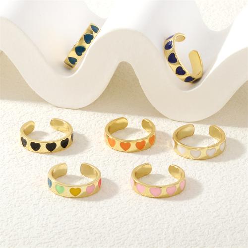 Bague en laiton, Placage de couleur d'or, Réglable & bijoux de mode & modèles différents pour le choix & pour femme & émail, plus de couleurs à choisir, protéger l'environnement, sans nickel, plomb et cadmium, Diamètre intérieur:Environ 17mm, Vendu par PC