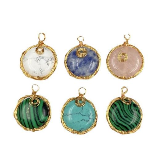 Gemstone Pendants Jewelry, Natural Stone, with Brass, gold color plated, DIY & different materials for choice, more colors for choice, 25x65mm, Sold By PC