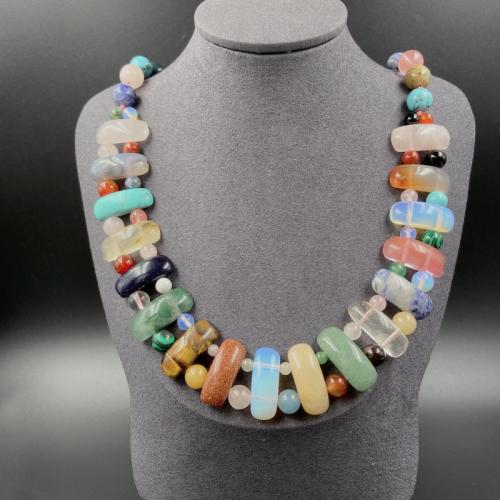 Natural Gemstone Necklace, Natural Stone, different materials for choice & Unisex, more colors for choice, Length:Approx 48 cm, Sold By PC