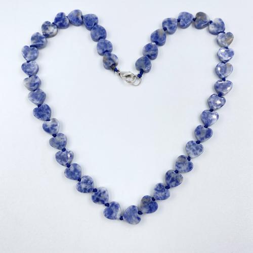 Natural Gemstone Necklace, Natural Stone, Heart, different materials for choice & Unisex, more colors for choice, Length:Approx 48 cm, Sold By PC