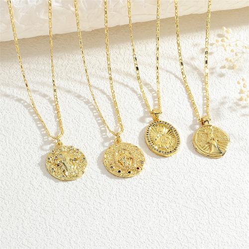 Collier en laiton cubique Zircon Micro Pave, Placage de couleur d'or, bijoux de mode & normes différentes pour le choix & pavé de micro zircon & pour femme, plus de couleurs à choisir, protéger l'environnement, sans nickel, plomb et cadmium, Longueur:Environ 45 cm, Vendu par PC