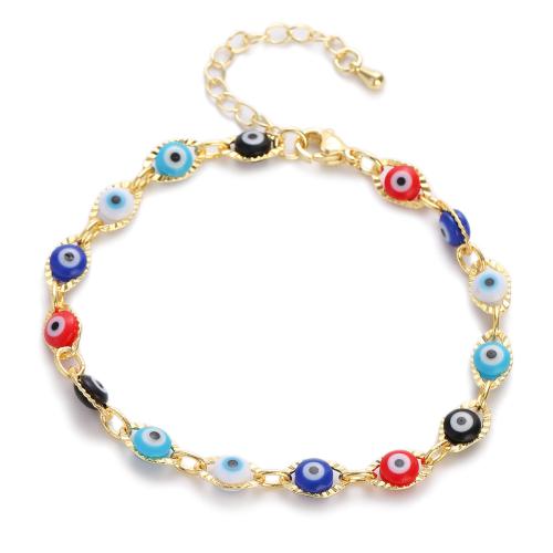 Evil Eye Jewelry Bracelet, 304 Stainless Steel, Vacuum Ion Plating, fashion jewelry & for woman & enamel, more colors for choice, Length:Approx 18 cm, Sold By PC