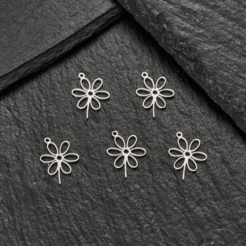 Pendentif fleur en acier inoxydable, Acier inoxydable 304, Placage, DIY, plus de couleurs à choisir, 18mm, 5PC/sac, Vendu par sac