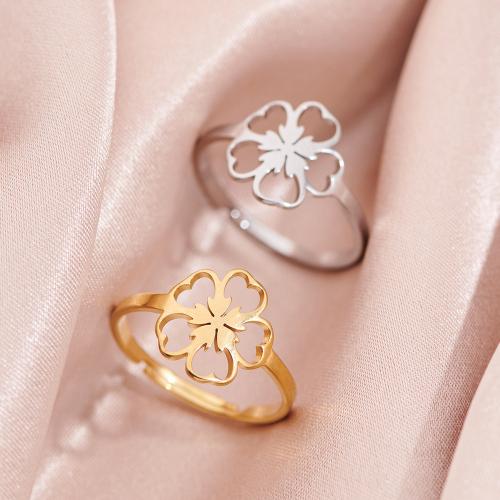 Stainless Steel Finger Ring, 304 Stainless Steel, Flower, plated, Adjustable & for woman, more colors for choice, inner diameter:17~20mm, Sold By PC