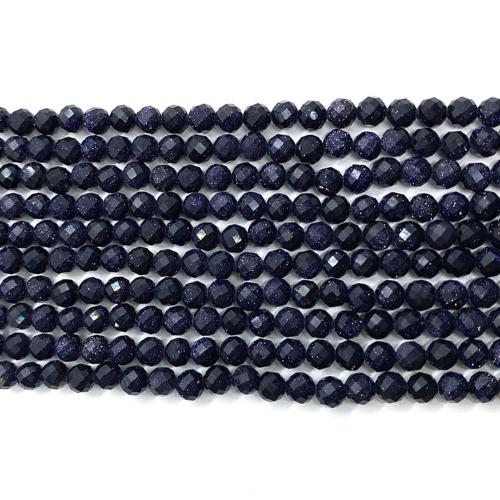 Natural Blue Goldstone Beads, Blue Sandstone, DIY, 6mm, Sold By Strand