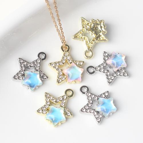 Resin Tibetan Style Pendants, with Resin, Star, plated, DIY & micro pave cubic zirconia, more colors for choice, 16x14mm, 100PCs/Bag, Sold By Bag