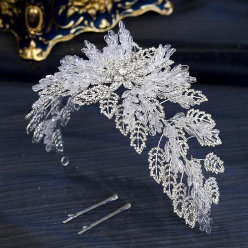 Hair Bands, Tibetan Style, with Plastic, silver color plated, for bridal & with rhinestone, nickel, lead & cadmium free, Sold By PC