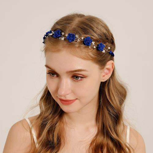 Headband, Tibetan Style, with Cloth & Polymer Clay & Plastic Pearl, Flower, plated, for bridal, more colors for choice, nickel, lead & cadmium free, Sold By PC