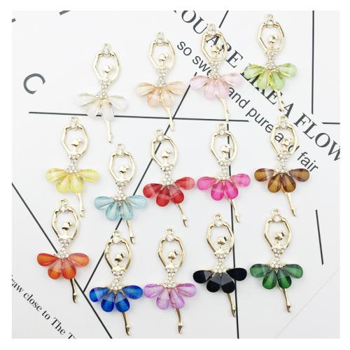 Resin Tibetan Style Pendants, with Resin, Girl, plated, DIY & with rhinestone, more colors for choice, 30x60mm, 10PCs/Bag, Sold By Bag