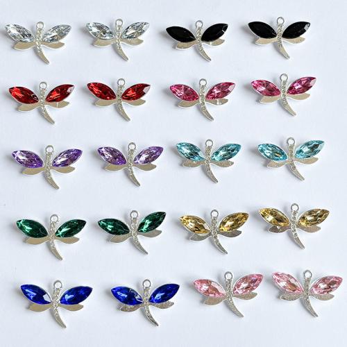 Resin Tibetan Style Pendants, with Resin, Dragonfly, plated, DIY & with rhinestone, more colors for choice, 22x29mm, 10PCs/Bag, Sold By Bag