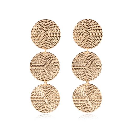 Boucle d'oreille dormeuse en alliage de zinc, Rond, plaqué de couleur d'or KC, bijoux de mode & pour femme, Vendu par paire