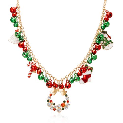 Christmas Necklaces, Tibetan Style, with Iron, plated, for woman & enamel & with rhinestone, red, Sold By PC