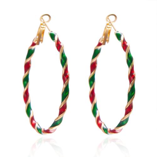 Pendientes de Navidad, aleación de zinc, chapado, diverso tamaño para la opción & para mujer & esmalte, multicolor, Vendido por Par