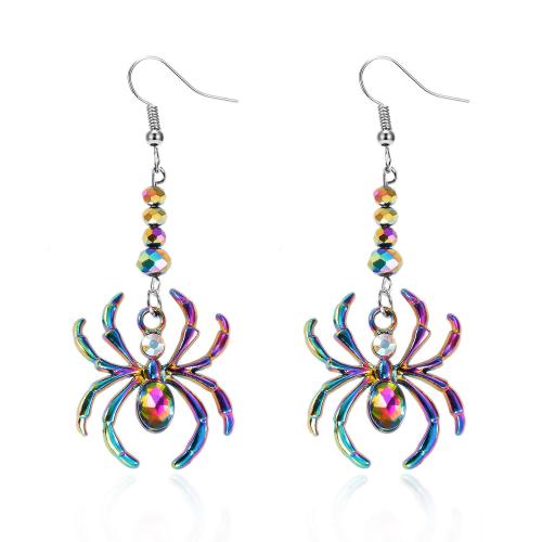 alliage de zinc Boucle d'oreille goutte, araignée, Placage, styles différents pour le choix & pavé de micro zircon & pour femme, plus de couleurs à choisir, Vendu par paire