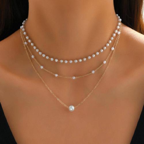 Tibetan Style Necklace, with Plastic Pearl, plated, different styles for choice & for woman, more colors for choice, Sold By PC