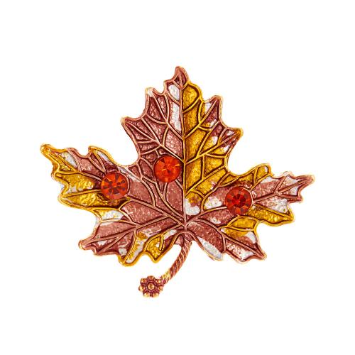 Tibetan Style Brooch, Maple Leaf, plated, different styles for choice & for woman & with rhinestone, more colors for choice, Sold By PC