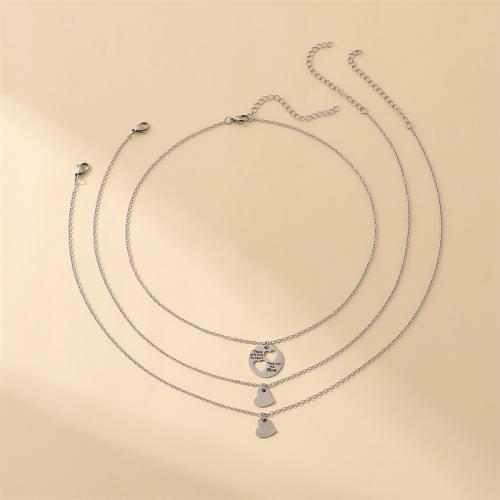 Stainless Steel Jewelry Necklace, 304 Stainless Steel, with 5cm extender chain, plated, three pieces & for woman, original color, Length:Approx 45 cm, Sold By Set