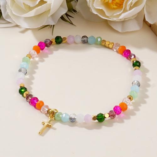 Crystal Bracelets, Brass, with Crystal, for woman, multi-colored, Sold By PC