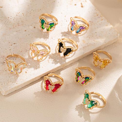 Cubic Zirconia Micro Pave Brass Ring, with Lampwork, plated, micro pave cubic zirconia & for woman, more colors for choice, Sold By PC