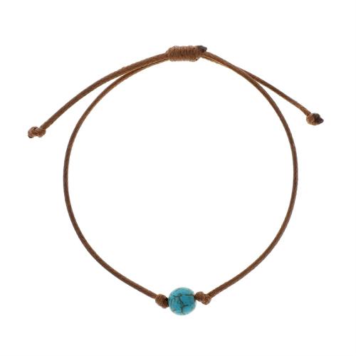 Fashion Create Wax Cord Bracelets, with turquoise, vintage & for man, blue, Length:Approx 18-32 cm, Sold By PC